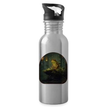 Mystische Froschlaterne Glühwürmchen Nachtwald - Trinkflasche mit integriertem Trinkhalm - Lightsilver - Rechts