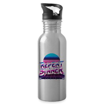 Repent Sinner 19 - Trinkflasche mit integriertem Trinkhalm - Lightsilver - Rechts