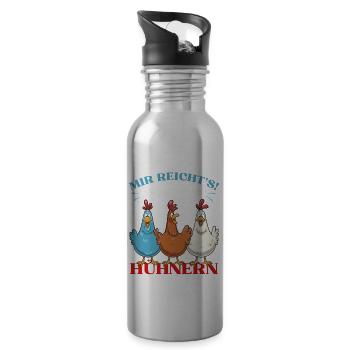 I've had enough, chickens, chicken, chicken coop, garden, clucking - Water bottle with straw - silver - Right