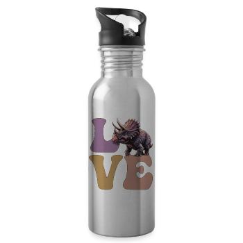 LOVE Triceratops Dinosaurier - Trinkflasche mit integriertem Trinkhalm - Lightsilver - Rechts