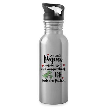 Bester Papa So Viele Papas Ich Hab Den Besten - Trinkflasche mit integriertem Trinkhalm - Lightsilver - Rechts