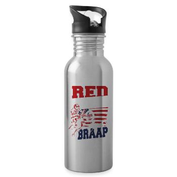 Dirt Bike amerikanische Flagge Motocross Biker 4. - Trinkflasche mit integriertem Trinkhalm - Lightsilver - Rechts