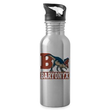 Dinosaurier Prähistorisch Dino Raubtier Baryonyx - Trinkflasche mit integriertem Trinkhalm - Lightsilver - Rechts