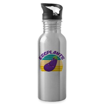 Aub Auberginen Sind Immer Eine Gute Idee Aubergine - Trinkflasche mit integriertem Trinkhalm - Lightsilver - Rechts