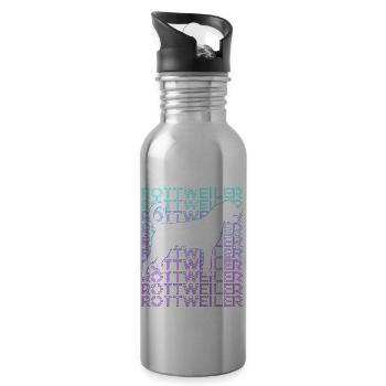 Rottweiler Hund Retro - Trinkflasche mit integriertem Trinkhalm - Lightsilver - Rechts