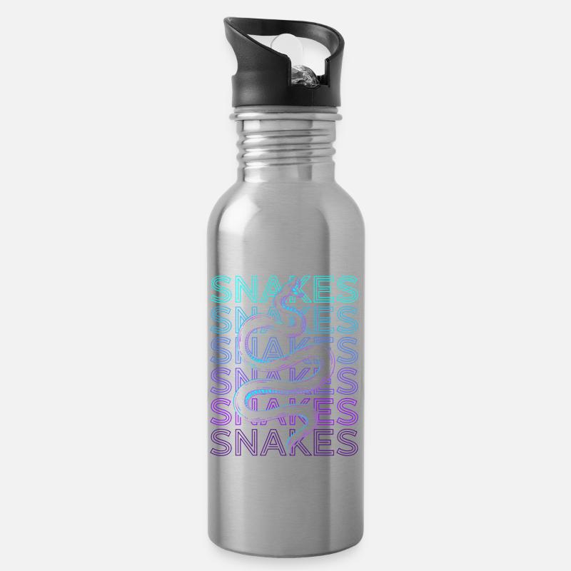 Snakes Snake Lover Retro - Water bottle with straw - silver