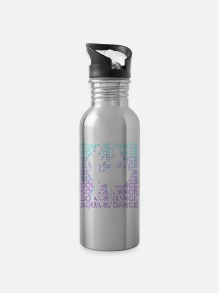 Square Dance Tanzen Retro - Trinkflasche mit integriertem Trinkhalm - Lightsilver
