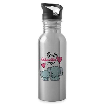 Große Schwester 2024 - Trinkflasche mit integriertem Trinkhalm - Lightsilver - Rechts