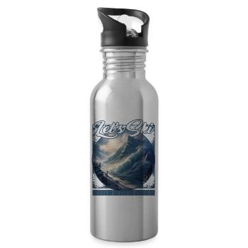 Let's Ski Wave Riding Skiers Alpine Ocean Fluid - Trinkflasche mit integriertem Trinkhalm - Lightsilver - Rechts