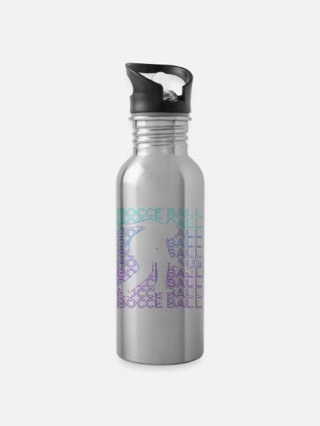 Boccia-Spieler Retro - Trinkflasche mit integriertem Trinkhalm - Lightsilver
