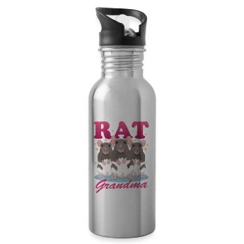 Rats Granny Rat Owner Cute Rat Gift - Water bottle with straw - silver - Right