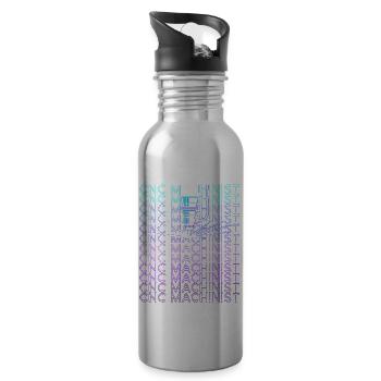 CNC Processor Machine Operator Retro - Water bottle with straw - silver - Right