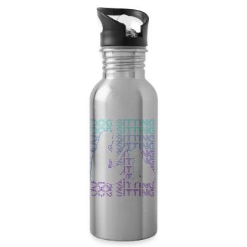 Dog Sitting Dog Walker Dog Sitter Retro - Water bottle with straw - silver - Right