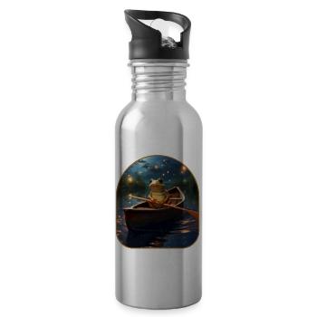 Frosch Ruderboot Sternenhimmel Cottagecore - Trinkflasche mit integriertem Trinkhalm - Lightsilver - Rechts