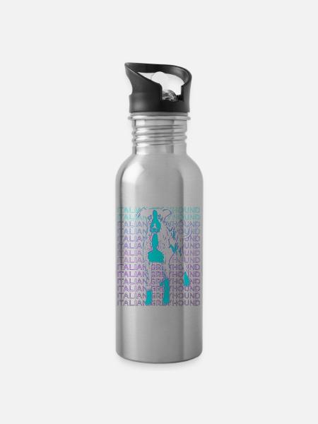 Italienischer Windhund Hund Retro - Trinkflasche mit integriertem Trinkhalm - Lightsilver