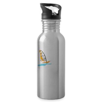 Schwimmen An Meinem Windsurfplatz Lustiges - Trinkflasche mit integriertem Trinkhalm - Lightsilver - Rechts