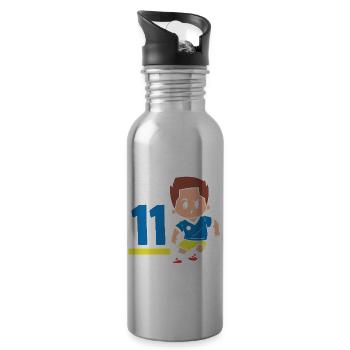 11e anniversaire 11 ans Joueur de football - Gourde avec paille intégrée - argent clair - Droite