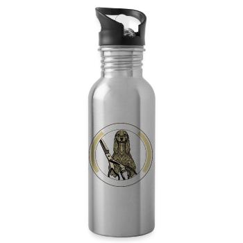 Hand haltende Schere Hundefriseur Umriss Haustier - Trinkflasche mit integriertem Trinkhalm - Lightsilver - Rechts