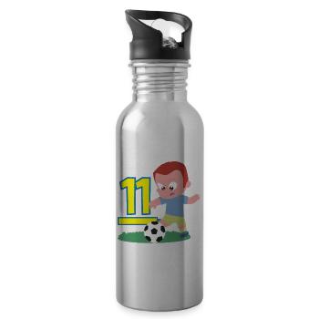 11e anniversaire 11 ans Joueur de football - Gourde avec paille intégrée - argent clair - Droite
