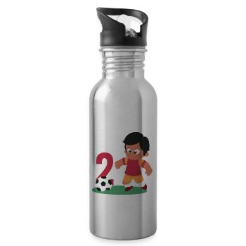 2nd Birthday 2 Years Soccer Soccer Player - Water bottle with straw - silver - Right
