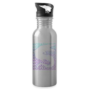 Mosasaurus Dinosaurier Retro - Trinkflasche mit integriertem Trinkhalm - Lightsilver - Rechts
