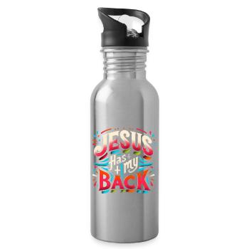 Jesus Has My Back 22 - Water bottle with straw - silver - Right