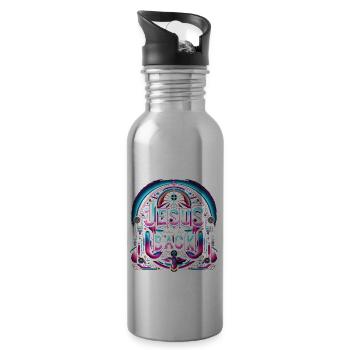Jesus Has My Back 26 - Water bottle with straw - silver - Right