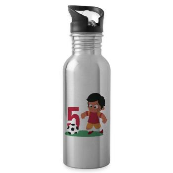5th Birthday 5 Years Soccer Soccer Player - Water bottle with straw - silver - Right