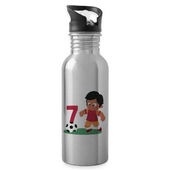 7. Geburtstag 7 Jahre Fußball Fußballspieler - Trinkflasche mit integriertem Trinkhalm - Lightsilver - Rechts