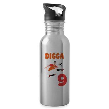 9th Birthday 9 Years Soccer Soccer Player - Water bottle with straw - silver - Right