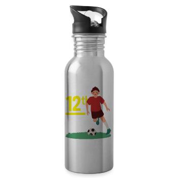 12. Geburtstag 12 Jahre Fußball Fußballspieler - Trinkflasche mit integriertem Trinkhalm - Lightsilver - Rechts