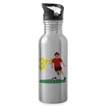 3rd Birthday 3 Years Soccer Soccer Player - Water bottle with straw - silver - Right