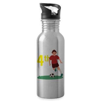 4e anniversaire 4 ans de football joueur de football - Gourde avec paille intégrée - argent clair - Droite