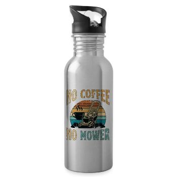 Mower No Coffee No Mower Lawn Mowing Coffee Lover - Water bottle with straw - silver - Right