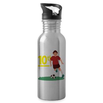10e anniversaire 10 ans Football Joueur de football - Gourde avec paille intégrée - argent clair - Droite