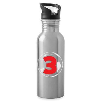 3rd Birthday 3 Years Soccer Soccer Player - Water bottle with straw - silver - Right