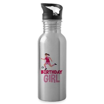 3rd Birthday 3 Years Soccer Soccer Player - Water bottle with straw - silver - Right
