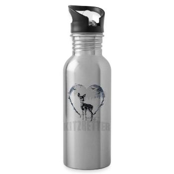 Kitzretter Herz Wald Fohlen - Trinkflasche mit integriertem Trinkhalm - Lightsilver - Rechts