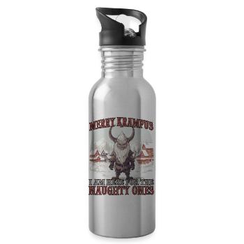 Kawaii Krampus T Krampus costume bad Santa Claus - Water bottle with straw - silver - Right