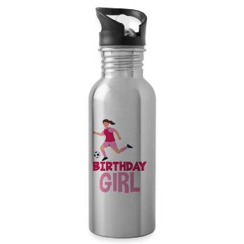 11th birthday 11 years old soccer soccer player - Water bottle with straw - silver - Right