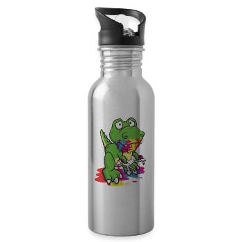 How The Last Dragon Eats Unicorn - Water bottle with straw - silver - Right