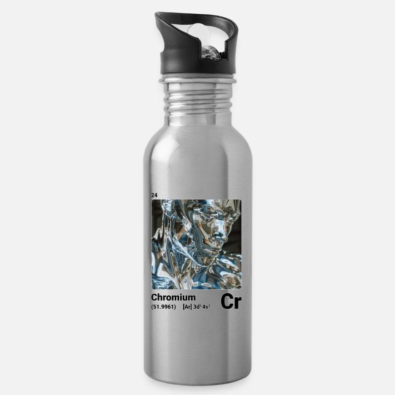 AI am Chrom (wt) - Trinkflasche mit integriertem Trinkhalm - Lightsilver