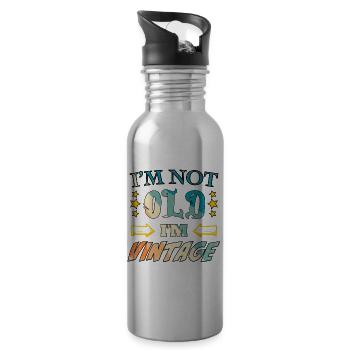 I’m not old, I’m vintage - Trinkflasche mit integriertem Trinkhalm - Lightsilver - Rechts