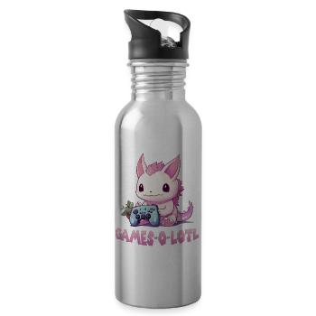 Axolotl Gamer T Kawaii Stuff Axolotl Otaku Axolotl - Trinkflasche mit integriertem Trinkhalm - Lightsilver - Rechts