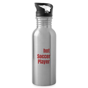 Beware Psychotic Soccer Player Girlfriend - Water bottle with straw - silver - Right