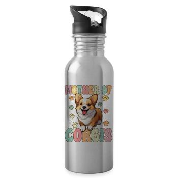 Mutter von Corgis Groovy Dog Mom - Trinkflasche mit integriertem Trinkhalm - Lightsilver - Rechts