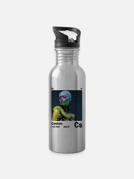 AI am Cäsium (wt) - Trinkflasche mit integriertem Trinkhalm -