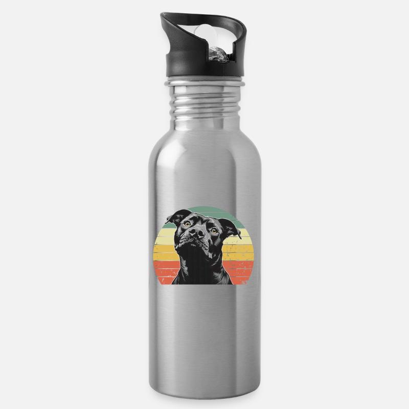 Best Buddy Pitbull - Hundedesign - Trinkflasche mit integriertem Trinkhalm - Lightsilver