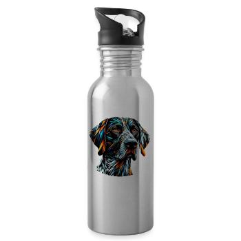 Polygon Art Deutsch Kurzhaar Vorstehhund GSP - Trinkflasche mit integriertem Trinkhalm - Lightsilver - Rechts