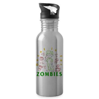 Halloween Shirt, Decaf Is For Zombies Tee, Gift - Water bottle with straw - silver - Right